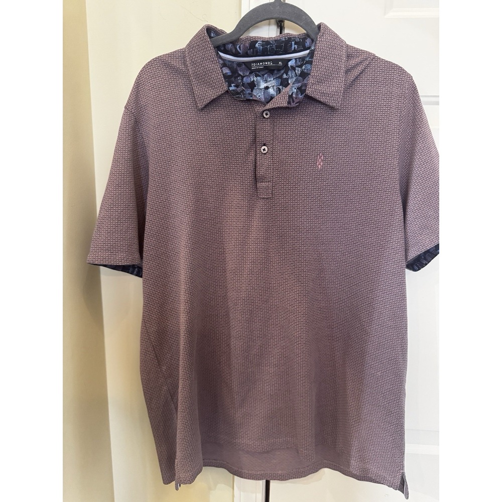 7 Diamonds Shirt  Men's XL Performance Polo Geometric Stretch Short Sleeve‎